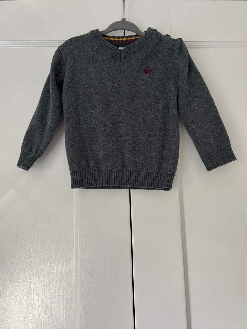 Baby Club Grey V-Neck Sweater Toddler Boy Size 92 (18-24 Months)